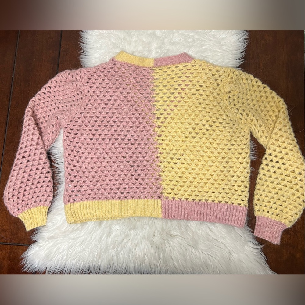 Zara Pastel Yellow and Pink Crochet Cardigan - Picture 13 of 16